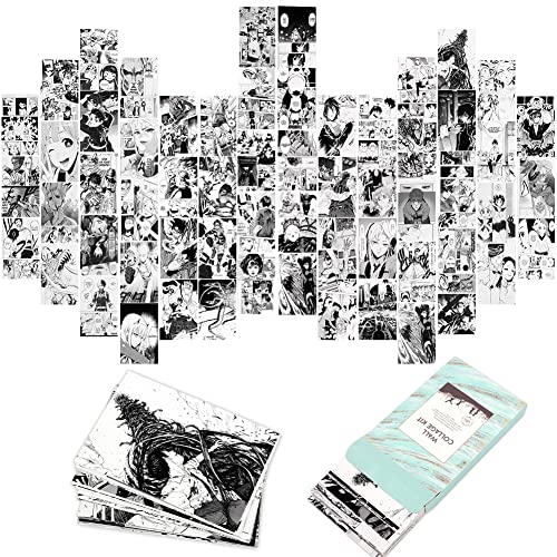 Punvot Collages de pared Aesthetic blanco y negro, 60 unidades de collage de pared, juego de 60 postales en blanco y negro, impresiones artísticas de pared para adolescentes