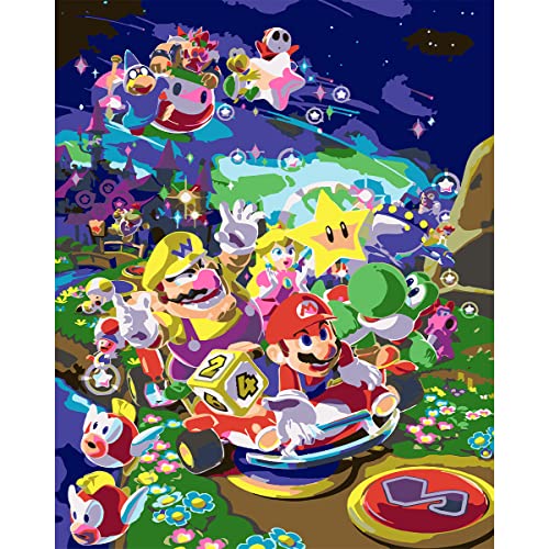 Super bros Pintar con números Mario, multi-persona combinación pintura al óleo digital, niños adultos dibujos animados digitales elemental 40x50 cm