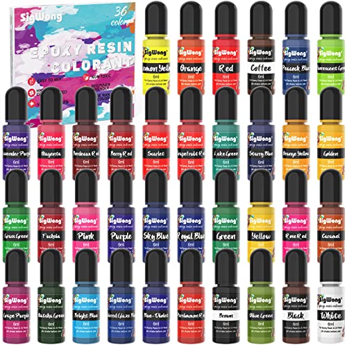 Colorante Resina Epoxi, 36 Colores muy Concentrado Pigmentos Resina Liquida Tinte para Resina Epoxi por Fabricación de Joyas de Bricolaje, Colorantes de Resina para Manualidades Arte , 6ml/Cada