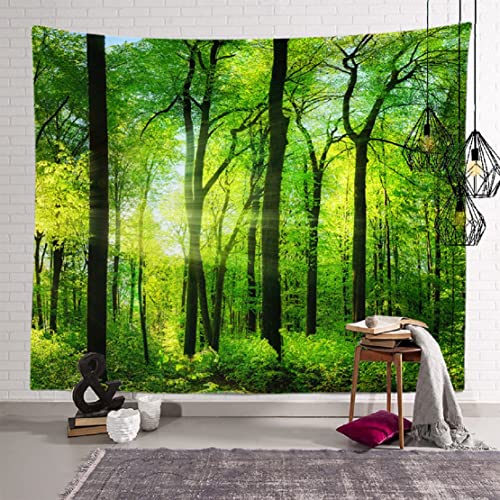 Cecailin® Tapiz para colgar en la pared, tapiz y tela. Tema Luz del bosque. 130 x 150 cm. Alfombras de pared hippie psicodélicas de diseño estético en el dormitorio, que también sirve como alfombra