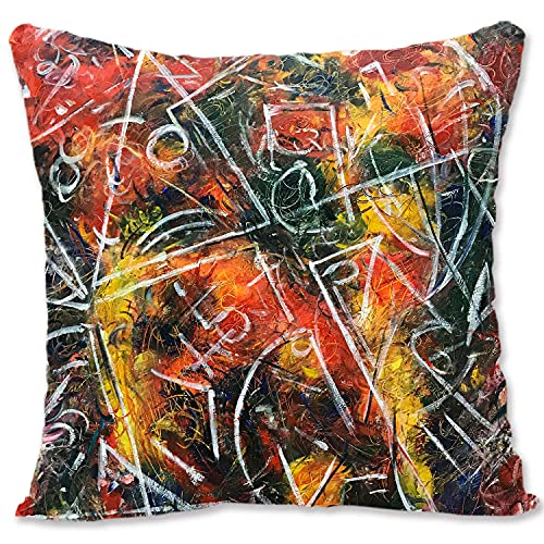 Funda de almohada decorativa protectora de arte abstracto - Pollock - Convergence B - Croaking Movimiento B