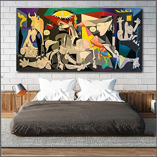 Guernica de Picasso Reproducciones de pinturas en lienzo Obras de arte famosas de Picasso Cuadros de pared para decoración de sala de estar 50x90cm (20x35in) con marco