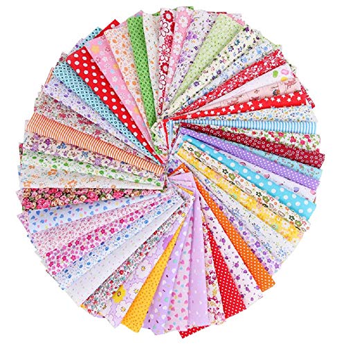 50 Piezas Tela de Algodón Floral Estampada sin Repetición Patchwork 20 * 20 cm Artesanía de Retazos para Acolchar Patchwork DIY Manualidades de Costura Hechas a Mano