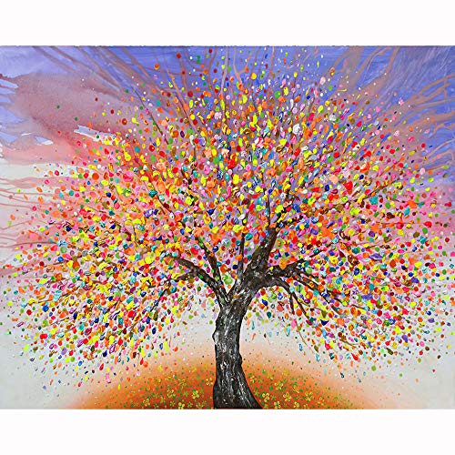 Árbol Pinturas por Numeros 15.6x19.5 Pulgadas Paint by Numbers Up para Niños Adultos Principiantes, Dibujo de Pintura con Pinceles(Sin Marco)