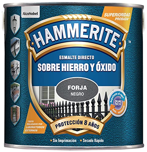 Hammerite Esmalte directo sobre hierro y óxido Forja Negro 2,5 L