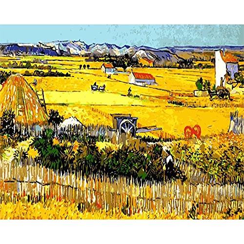 Cuadro al óleo de Van Gogh por número, kits de manualidades de bricolaje en lienzo con marco, pintura acrílica pintada a mano para adultos, decoración del hogar, arte de pared Pintura-por-números