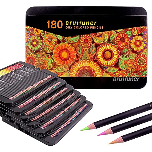 Lapices Colores Profesional,Juego de 180 lápices para colorear con caja de metal, lápices de colores al óleo, perfectos para