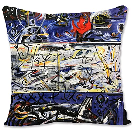 Funda de almohada decorativa protectora de arte abstracto - Pollock - Convergence B-Guardianes del Secreto B