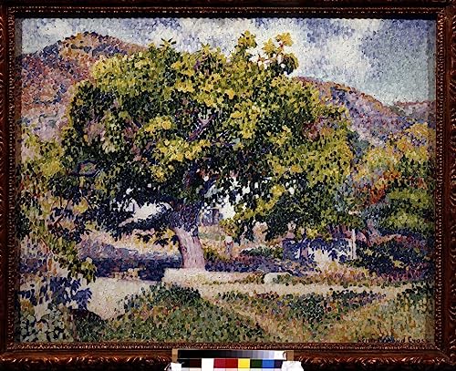 LynSet Impresión de imagen en lienzo Póster de arte lienzo Pintura famosa Cerca de mi casa de Henri Edmond Cross para sala de estar 60x90cm