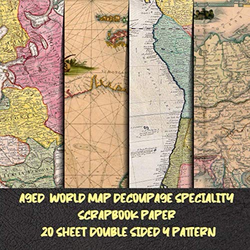 aged world map decoupage speciality scrapbook paper 20 sheet double sided pattern: Travel Map for Papercrafts & scrapbooking - Decorative Stationery ... collage art - Antique Old Ornate Pad Designs