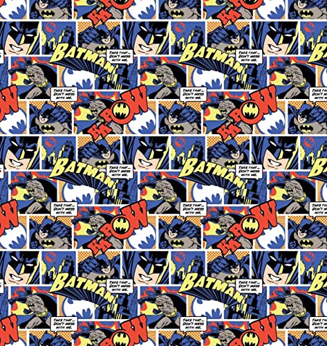 DC Comics Telas DC Comics – Tela de tira cómica Batman – VISF241 – por metro – por Visage – 100% algodón 110 cm de ancho, ideal para manualidades, acolchar, coser