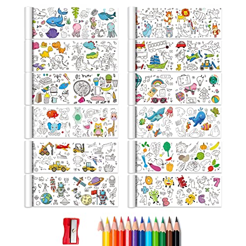 YHUIKXIN 12 Pcs Rollos de Papel para Colorear Papel de Pintura Infantil para Colorear 30 * 90cm Sin Duplicación de Patrones Rollo Dibujo Cortable para Niños