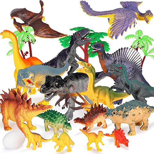 WOSTOO Dinosaurios Juguetes, 23PCS Figuras de Dinosaurios Realistas Incluyendo T-Rex, Triceratops, Velociraptor, Dinosaurios Juguetes Niños 3 4 5 6 7 8 9 + Años