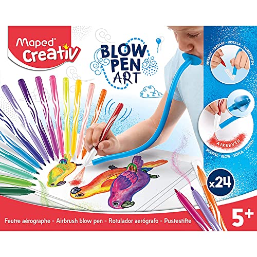 Maped Creativ Blow Art - BLOWPEN BASIC: Un kit completo para realizar dibujos asombrosos con efecto aerógrafo Cómoda caja de cartón para guardar, 846712