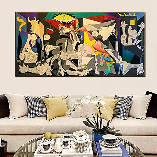 Cuadro de Picasso - Cuadros de Guernica-Picasso - lienzo decoración de la pared del hogar obras copia famoso póster de pared impresiones de arte 80x180cm (32x71in) con marco