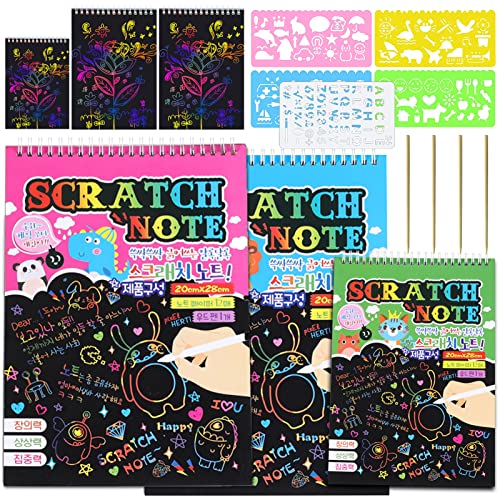 3 PCS scratch art para niños papel negro para rascar laminas Art Paper Notebook Kit Papel Arte Rascar Dibujar Cuadernos cuadernos Papel de Arte de Rascar para con Regla de Dibujo Plumas de Madera