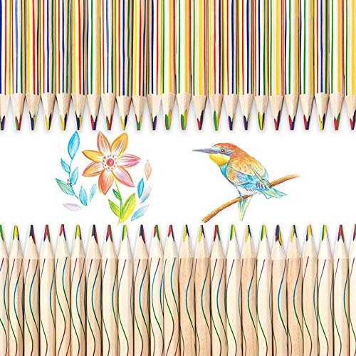 Sinwind lápices de colores arcoíris, 30 Piezas 4 en 1 lápices de Colores,Lapices de Colores, lápices arcoíris, lápices de graffiti para Arte Dibujo, Colorear y Bosquejar