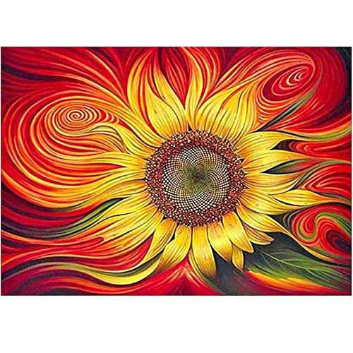 MWOOT DIY 5D Diamante Pintura por Número Kit, Bricolaje Diamond Pasted Painting Rhinestone Bordado de Punto de Cruz Artes Manualidades Lienzo Pared Decoración (30x40cm)-Girasol