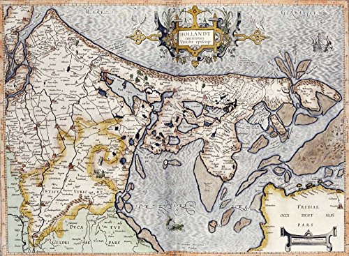 Imagen en lienzo enrollado Mapa de Holanda Mercator Rumold - Horizontal Europeo Arte impreso mapas Europa Mapas Países Bajos Mapas Lienzo bellas artes 14_X_20_in