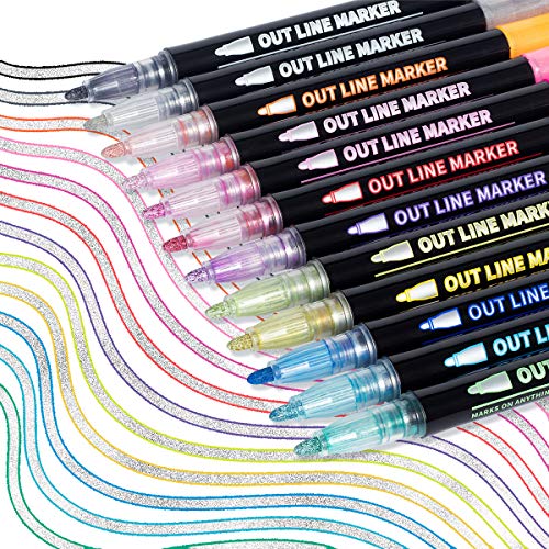 Anyuke - Rotuladores metálicos (12 colores metálicos, 1 mm, para álbum de fotos, páginas negras)