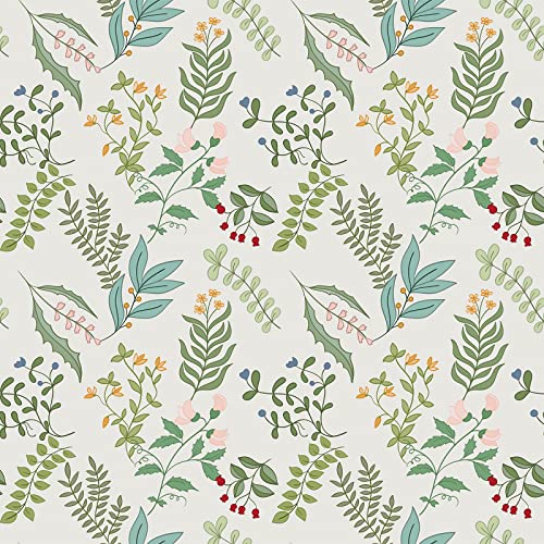 VEELIKE Papel Pintado Hojas Beige Vintage Papel Adhesivo para Muebles Flores Papel Adhesivo Tropical Fotomurales Papel de Pared Decorativo Salon Armarios Dormitorio Cocina Impermeable 44,5cmx300cm