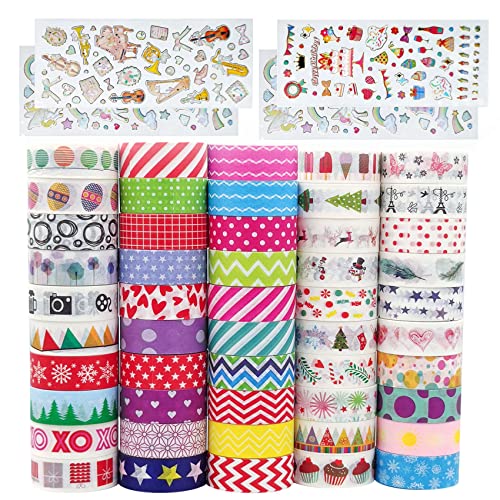 Baozun Washi Tape Set de cinta adhesiva decorativa de papel, 50 rollos, cinta para manualidades