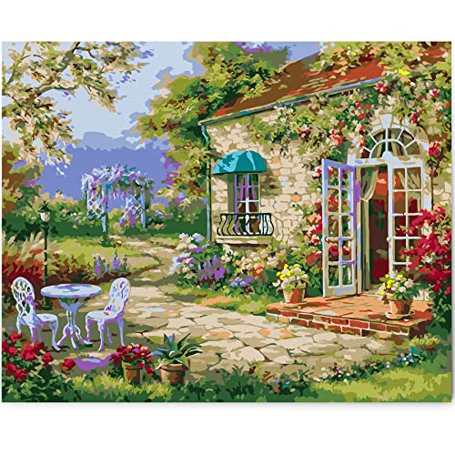 JQGO Pintura por Numeros para Adultos Personalizada, Kit de Pintura al óleo para niños Principiantes, Lienzo preimpreso de 16 x 20 Inch con Pinceles y Pigmento acrílico(Scenario-2, Sin Marco)