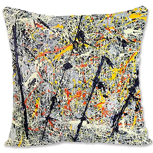 Funda de almohada decorativa protectora de arte abstracto - Pollock - Convergence B-Blue Poles B