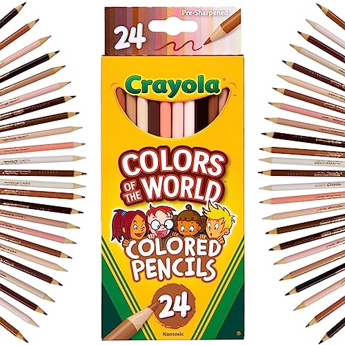 CRAYOLA Colours of the World - Lápices de madera en 24 colores especialmente diseñados para representar a personas de todo el mundo., Multicolor, 24 Unidad (Paquete de 1)