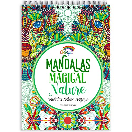 Libros de Mandalas para Colorear Adultos Colorya - Tamaño A4 - Mandalas Magical Nature Libro de Mandala para Adultos - Papel de Calidad, Sin Sangrado Medio, Impresión a una Cara