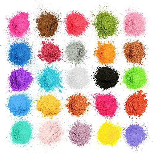 MOSUO Pigmentos en Polvo,5g*25 Colores Natural Mica Tintes para teñir Resina Epoxi, Jabones, Cera, Pintura, Vela, Uñas, Cosmético y Arte de Bricolaje - Metalizados Colorante