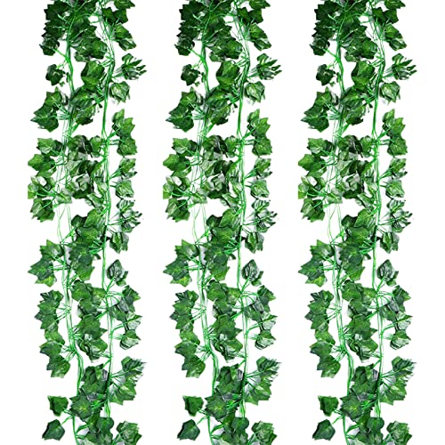 Toulifly Plantas Hiedra Artificial, Enredaderas Artificiales, 6 Piezas 2.2m Plantas Colgantes Hiedra Verde Artificial, Hojas de Hiedra Guirnalda para Bodas, Jardines, decoración de Paredes