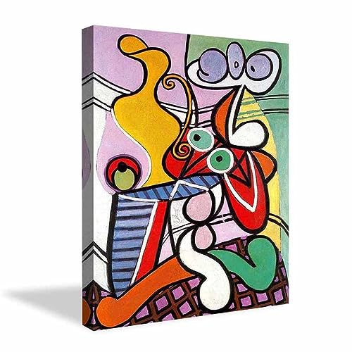 OZOTIC Enmarcado,40x60cm(16x24inch) Pablo Picasso Lienzo Impresiones Clásico Arte de la Pared Para Abstracto Pintura, Envuelto, Cuadros Decoración Hogar(Gran bodegón sobre pedestal)
