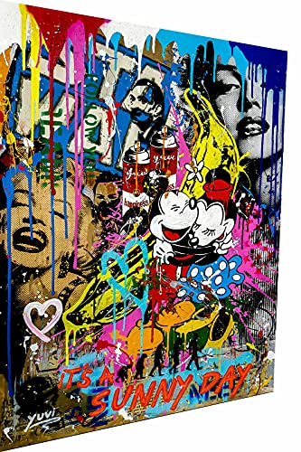 Magic Canvas Art Pop Art B8058 - Lienzo decorativo (90 x 60 cm), diseño de Mickey Mouse Sunny