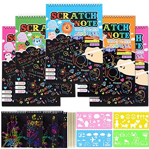 Dibujos Para Rascar Magic Scratch 5pcs Scratch Art Para NiñOs Arte De Rascar viene Con 5 BolíGrafos De Bambú y 4 Plantillas De Dibujo Regalos Para NiñOs Y NiñAs Scratch Art Manualidades Creativas