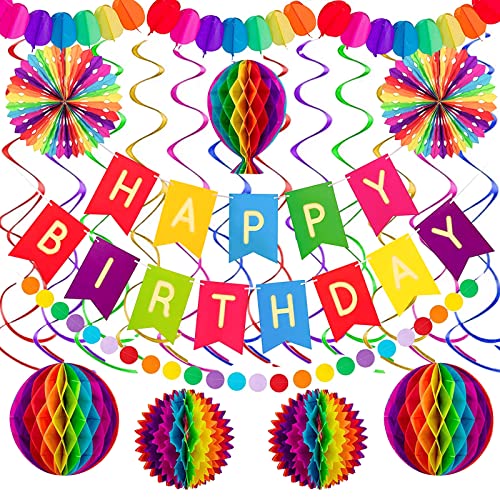 Decoración de cumpleaños reutilizable, colorida decoración de fiesta de cumpleaños, juego de cumpleaños infantil, decoración de feliz cumpleaños, banner de papel, banderines, guirnaldas de puntos