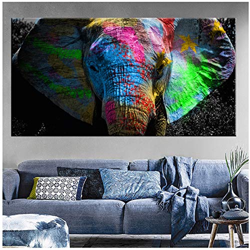 Pintura sobre lienzo África Elefante Animal Paisaje Pintura sobre lienzo Pop Art Poster e impresión Cuadro de pared de arte abstracto decoración de sala de estar 27.5 