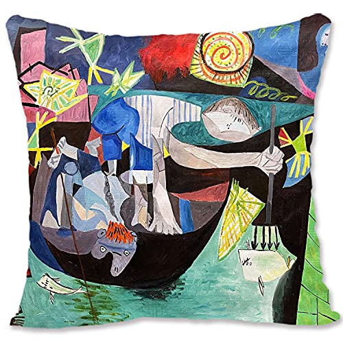 Funda de almohada decorativa de arte abstracto Picasso, Las Meninas B-Night Fishing at Antibes B