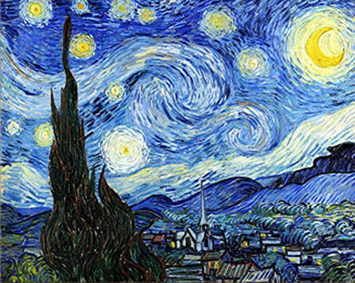 Wowdecor - Kit de pintura con números para niños y adultos, manualidades, pintura con números, diseño de «La noche estrellada» de Van Gogh, 40 x 50 cm