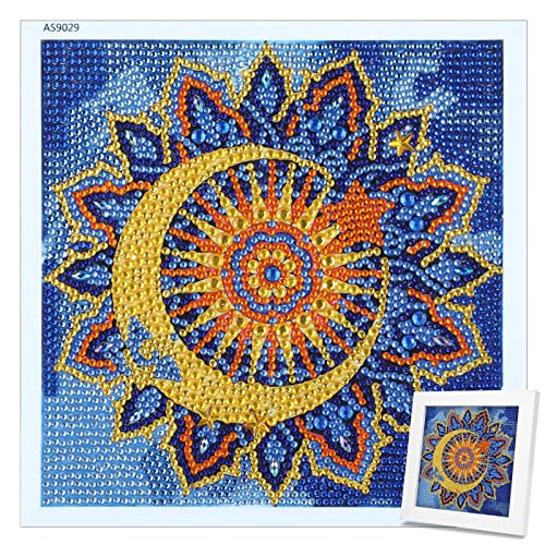 MWOOT DIY Kit Diamond Art Painting para Niños, Bordado Punto de Cruz Diamante Artes Manualidades para Niños y Niñas(20x20CM),Mandala