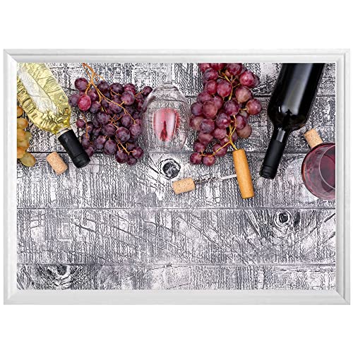 Arterby's® - Premium Póster Marco Lienzo Canvas - Ilustración Bar Vinos Sommelier Copas - Made in Italy - HD Póster con Marco Decorativo Blanco 60x90 cm B002 D008