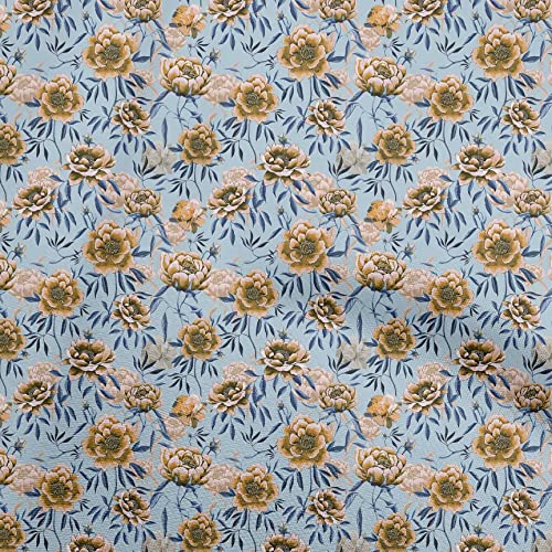 oneOone Popular De Algodn Azul Gris¡ceo Tela Floral Tela De Costura Por El Medidor Impreso Suministros De Costura De Ropa De Bricolaje 42 Pulgada De Ancho