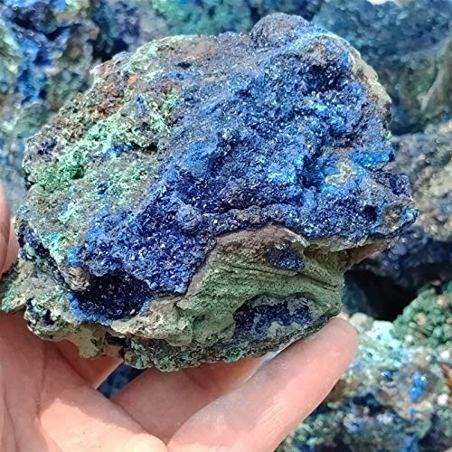 Piedra de la energía 100-500g azurita Natural Piedra cruda Azul malaquita Reiki Cristal Mineral espécimen Muestra áspera fengshui decoración del hogar (Color : About 100g)