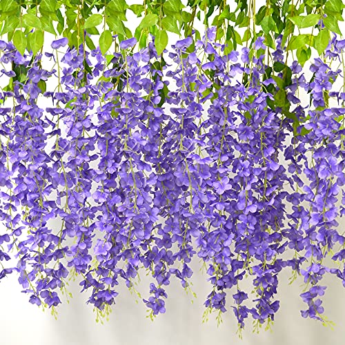 AIYONG 12 Piezas Artificiales Flores Wisteria, Planta de Guirnalda, Artificiales de Glicina Falsas Planta de Guirnalda Glicina Artificial para Boda Arco Fiesta Hogar Jardín Hotel Decoración