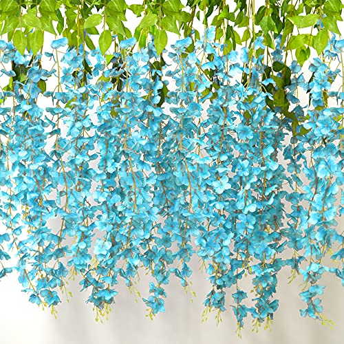 AIBAOBAO 12 guirnaldas Artificiales de glicinia Wisteria para Colgar, Artificiales Glicina, Hiedra con Flores Artificial, para Home Garden Party Decoración