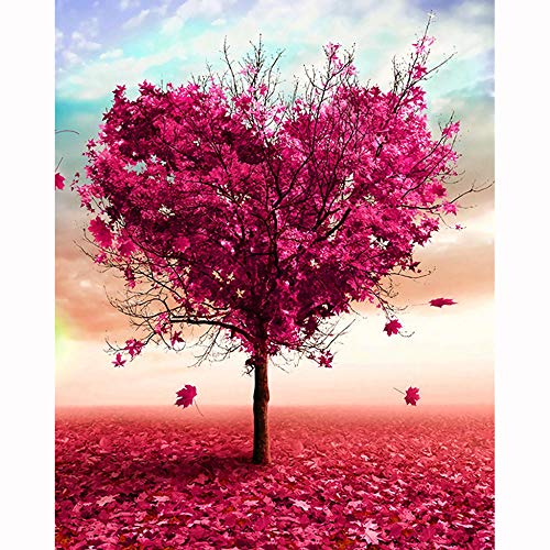 Árbol de Amor Laminas Pintar por Numeros 15.6x19.5 Pulgadas Pintar por Numeros Principiante para Niños Adultos Principiantes, Pintura por Números Pintura Al Óleo de Bricolaje(Sin Marco)