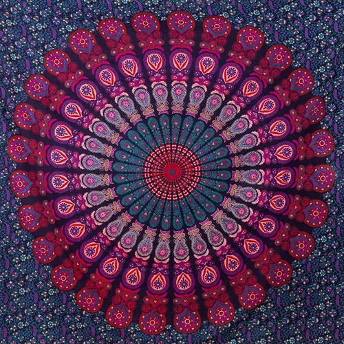 MOMOMUS Tapiz de Mandala - Natural - 100% Algodón, Grande, Multiuso - Tapices de Pared Decorativos - Ideales para la Decoración del Hogar, Habitación o Salón - 210x230cm Aprox