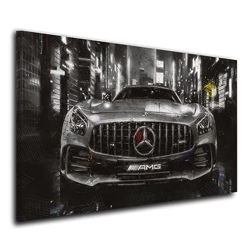 Artedinoi - Cuadro moderno de coches deportivos Mercedes AMG GT Silver Front Style impresión sobre lienzo hermoso XXL