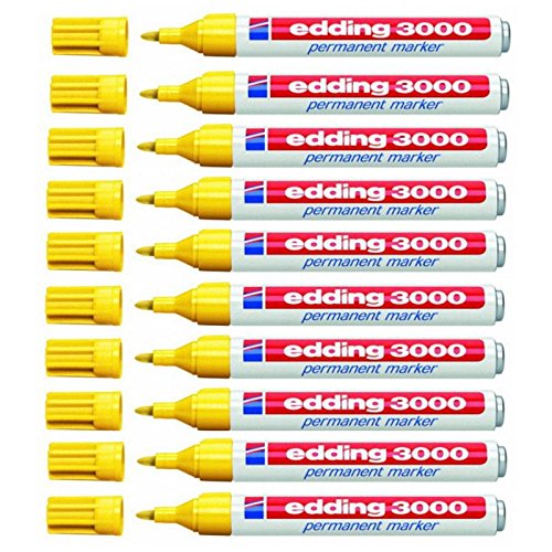 Edding 3000 lot de 10 marqueurs 04 005 3000 3000/3300 marqueur à pointe ronde: 1,5–3 mm, couleur jaune