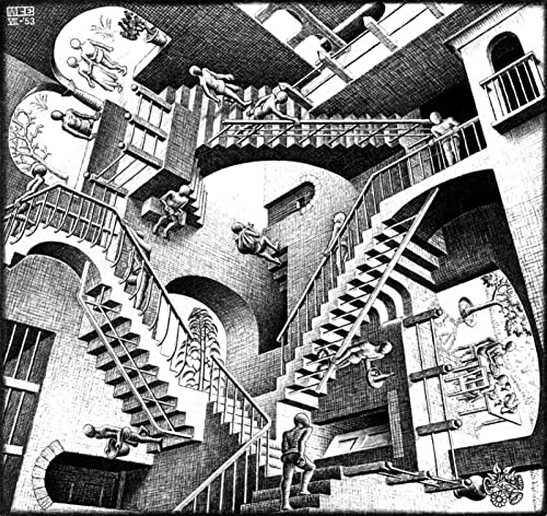 TSOLAY M.C. Escher Póster M.C. Escher Stairs Print Canvas Painting Abstract Wall Art M.C. Escher Imprime Cuadros Modernos Para La Decoración Del Hogar 60x60cm Sin Marco